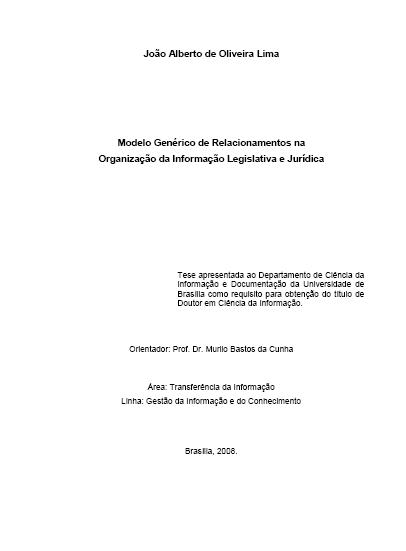 Tese sobre Organização da Informação Legislativa e Jurídica